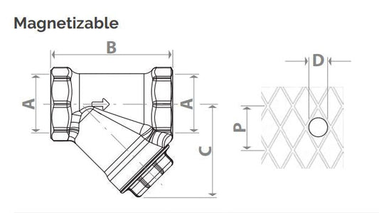 Զտիչ ջրի ցանցավոր DN 15 1/2" PN 30 Giacomini-R74AY103, Զտիչ ջրի ցանցավոր DN 20 3/4" PN 30 Giacomini-R74AY104