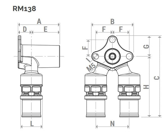 Անկյունակապ կախովի մամլիչ երկակի ներքին պարուրակով 20x1/2" Giacomini-RM138Y038, 16x1/2" Giacomini-RM138Y033