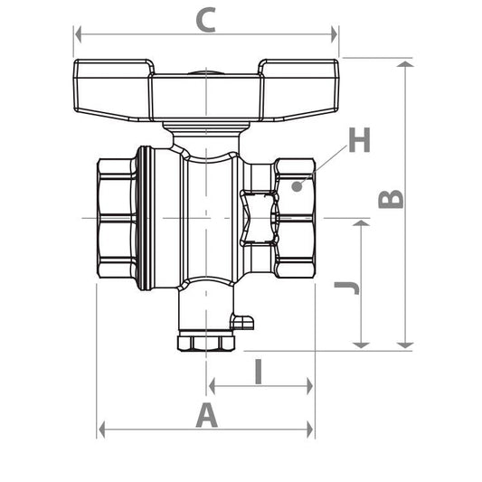 Փական գնդավոր թիթեռնիկ-բռնակով զոնդով ներքին պարուրակով 1" Giacomini-R851TY105, 3/4" Giacomini-R851TY104, Giacomini-R851TY103