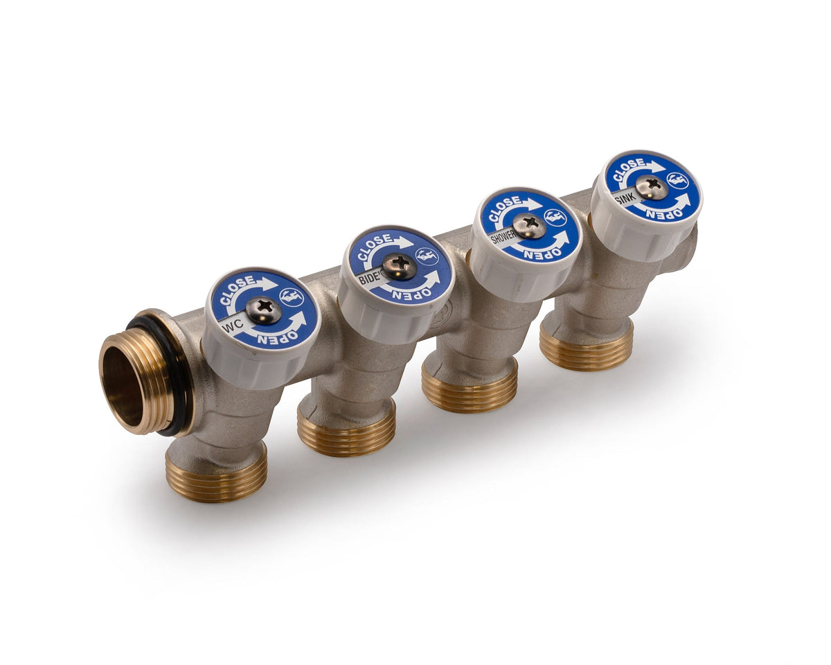 Կոլեկտոր փականով արտաքին և ներքին պարուրակով 1"x3/4"E 4 տեղանոց Giacomini-R585CSX044